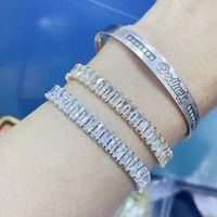 Nouveau Bracelet En Cuivre Réglable Rétractable En Diamant De Couleur Zircon Carré D&#39;épissage main image 4