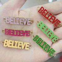 Fashion Color English Letter Believe Copper Retractable Adjustable Bracelet Wholesale main image 3