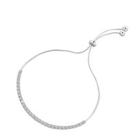 Elegant Square Sterling Silver Inlay Rhinestones Drawstring Bracelets sku image 1