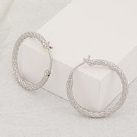New Fashion Jewelry S952 Silver Earrings Fashion Retro Texture Geometric Circle Ear Buckle sku image 1