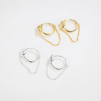 S925 Sterling Silver Korean Twisted Heart Irregular Tassel Earrings Simple Knotted Earrings sku image 1