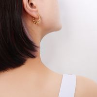 Runde Perlen Im Französischen Stil, Die Geometrische Titanstahl 18k Vergoldete Ohrringe Nähen Großhandel sku image 1