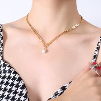 European And American Pearl Ot Buckle Pendant Necklace Titanium Steel sku image 1