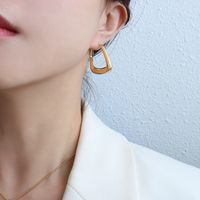 Fashion Niche Design Geometric Titanium Steel 18k Gold Plated Earrings Women sku image 1