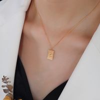Personality Simple Necklace Titanium Steel Plated 18k Gold Star Sun Square Clavicle Necklace Jewelry sku image 1