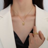 Personnalité Simple Collier Titane Acier Plaqué Or 18 Carats Étoile Soleil Carré Clavicule Collier Bijoux sku image 2