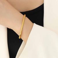 Bracelet Simple En Acier Au Titane Plaqué Or 18 Carats Bracelet Porte-bonheur Femme En Gros sku image 1