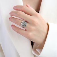 European And American Jewelry Geometric Round Titanium Steel Plated Index Finger Ring sku image 4