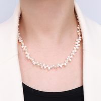 Retro Titanium Steel Plated 18k Gold Irregular Freshwater Pearl Necklace Clavicle Chain sku image 1