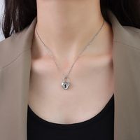 Fashion Key Heart Lock Pendant Necklace Titanium Steel 18k Gold Plated Clavicle Chain sku image 3