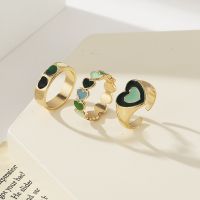 Inlaid Rhinestone Heart Ring Wholesale Tai Chi Love Drop Oil Ring Set Of 6 sku image 3