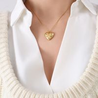 Full Of Diamond Sweater Chain Long Heart-shaped Titanium Steel Necklace sku image 1