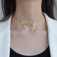 European And American English Letters Eternity Necklace Titanium Steel 18k Gold Earrings sku image 3