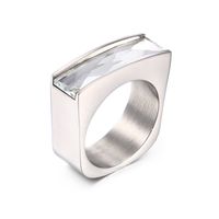 European And American New Popular Titanium Steel Rectangular Glass Ring sku image 9