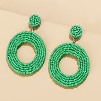 Fashion Jewelry Hand-woven Resin Rice Beads Bohemian Retro Circle Earrings sku image 1
