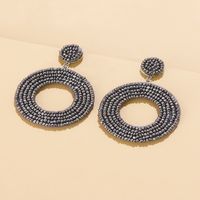 Fashion Jewelry Hand-woven Resin Rice Beads Bohemian Retro Circle Earrings sku image 3