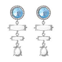 New Retro Exaggerated Blue Crystal Diamond Long Earrings Fashion Design Cold Style Earrings sku image 1