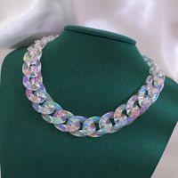 New Necklace Exaggerated European And American Style Cuban Chain Colorful Acrylic Necklace sku image 1