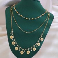 Neue Koreanische Version Der Runden Perlenkette Böhmischen Herzanhänger Mehrschichtige Halskette sku image 1