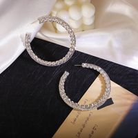 Korean New Rhinestone C-shaped Simple Fashion Temperament Earrings Wild Full Diamond Earrings sku image 1