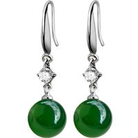 Fashion Natural Green Agate Earrings Copper Inlaid Zircon Earrings Wholesale sku image 1