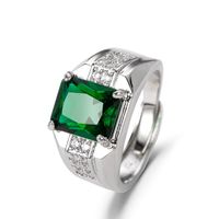 Emerald European And American Sapphire Diamond Green Spinel Trendy Ring sku image 2