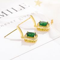 Fashion Square Earrings Female Copper Inlaid Zircon Earrings Wholesale sku image 1