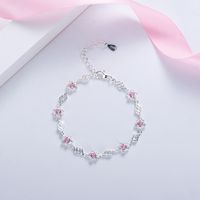 Fashion Heart-shape Pink Zircon Cherry Blossom Bracelet Wholesale sku image 1