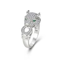 Leopard Head Ring Temperament European And American Emerald Zircon Ring Jewelry sku image 2