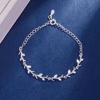 Korean Moonlight Forest Leaves And Branches Silver-plated Copper Bracelet sku image 1