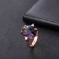 Blue Crystal European And American Rose Diamond Amethyst Gem Ring Fashion Jewelry sku image 2