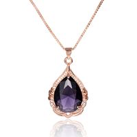 Drop-shaped Amethyst Pendant Fashion Diamond Zircon Purple Diamond Pendant Necklace sku image 3