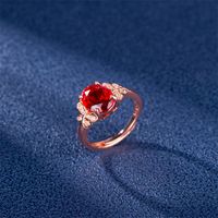 Micro-inlaid Zircon Butterfly Ring Rose Ruby Rose Gold Ring Jewelry sku image 1