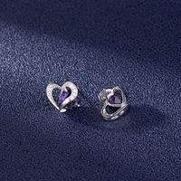Diamond Heart-shaped Earrings Fashion Love Earrings Personalized Jewelry sku image 1
