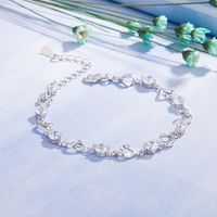 Diseño En Forma De Corazón Con Incrustaciones De Circón Azul Diamante Corazón Pulsera De Cobre sku image 1