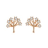 Korean Version Of Cute Silver-plated Tree Of Life Earrings Plant Full Of Diamonds Tree Of Life Earrings sku image 2