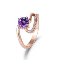 New Zircon-encrusted Purple Ring European And American Rose Gold Purple Zircon Ring Jewelry sku image 1