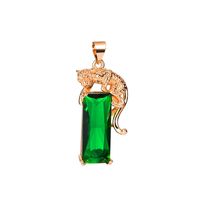 Inlaid Emerald Golden Leopard Pendant Retro Emerald Necklace Jewelry sku image 2