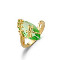 European And American Cross-border Green New Dragonfly Olive Emerald Ring Fashion Jewelry sku image 4