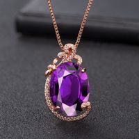 Diamond-studded Purple Rhinestone Pendant Full Diamond Pendant Necklace Fashion Jewelry sku image 3