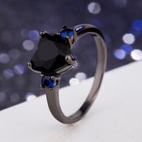 Heart-shaped Black European And American Simulation Diamond Heart-shaped Ring Fashion Jewelry sku image 5