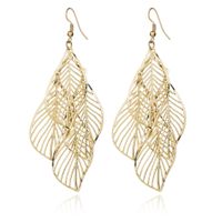 Fashion Geometric Leaf Multi-layer Metal Hollow Leaf Earrings sku image 1