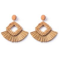 Wholesale Jewelry 1 Pair Ethnic Style Solid Color Raffia Drop Earrings sku image 1