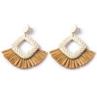 Wholesale Jewelry 1 Pair Ethnic Style Solid Color Raffia Drop Earrings sku image 2