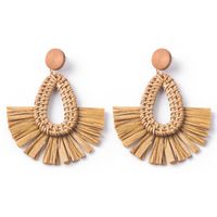 Wholesale Jewelry 1 Pair Ethnic Style Solid Color Raffia Drop Earrings sku image 3
