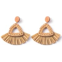Wholesale Jewelry 1 Pair Ethnic Style Solid Color Raffia Drop Earrings sku image 5