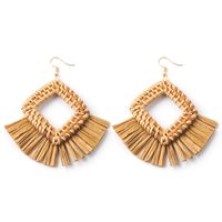 Wholesale Jewelry 1 Pair Ethnic Style Solid Color Raffia Drop Earrings sku image 11
