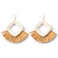 Wholesale Jewelry 1 Pair Ethnic Style Solid Color Raffia Drop Earrings sku image 12