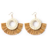 Wholesale Jewelry 1 Pair Ethnic Style Solid Color Raffia Drop Earrings sku image 18