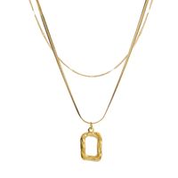Small Square Pendant Double Layered Necklace Titanium Steel Clavicle Chain Necklace sku image 1